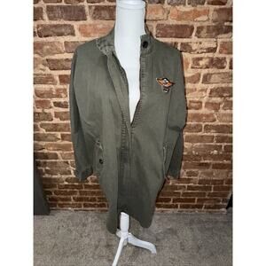 Army Green Military 100% Cotton Parka With Ladies Of Harley Patch OSFA